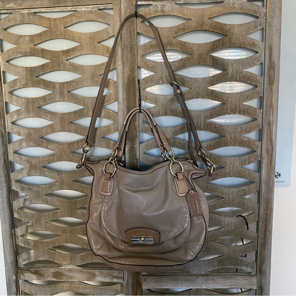 Coach  taupe/tan Shoulder Bag with Slouchy Style